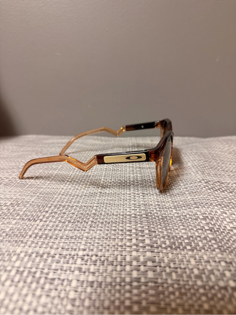 Oakley Amber Translucent Square Sunglasses with Tortoise Temples